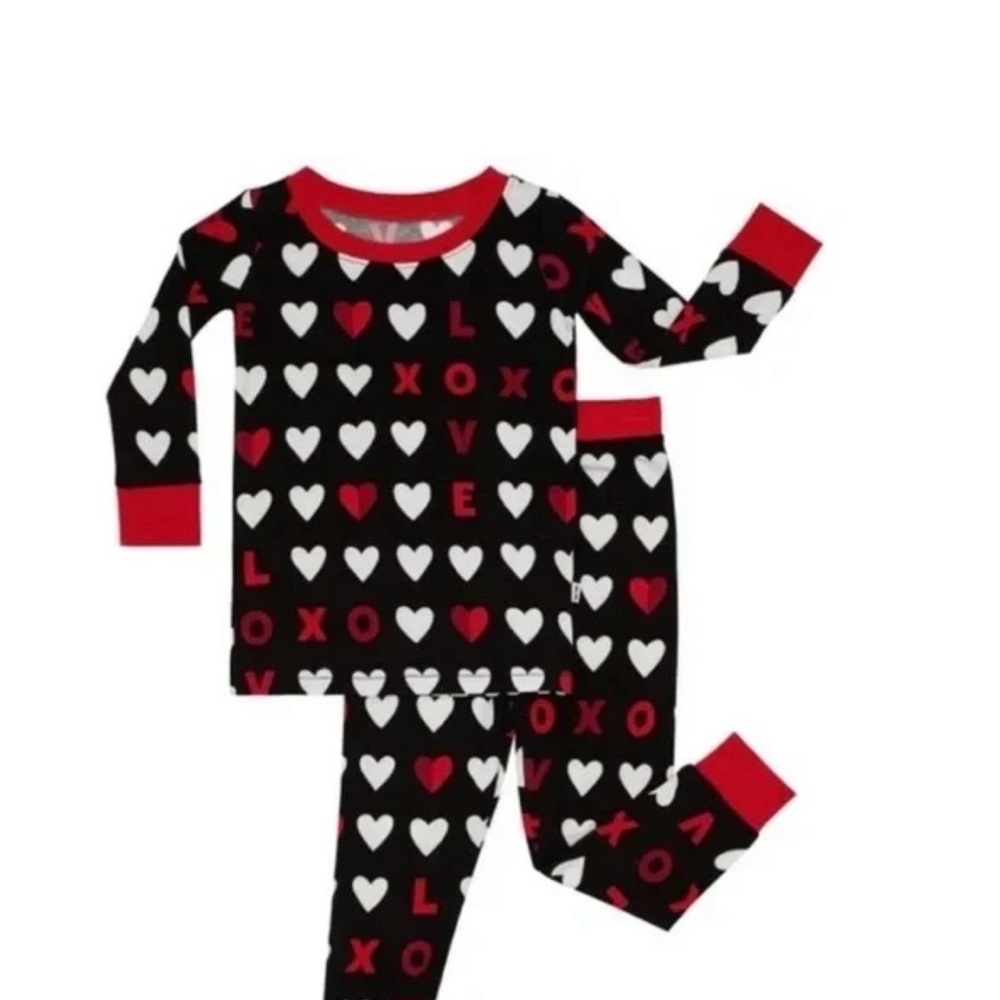 Little Sleepies Black and Red Heart Pajama Set